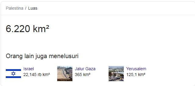 Luas wilaya Palestina versi Google (Foto: Google)